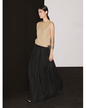 MASSIMO DUTTI Contrast Long Dress With Side Slits - Black