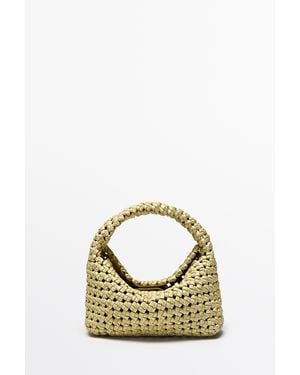 MASSIMO DUTTI Braided Leather Mini Bag - Metallic