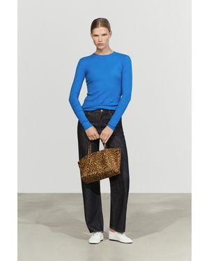 MASSIMO DUTTI Camiseta Punto Mezcla Algodón Cashmere - Azul