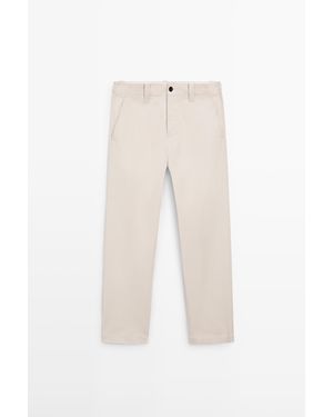MASSIMO DUTTI Broek Van Katoenmix Met Details - Wit