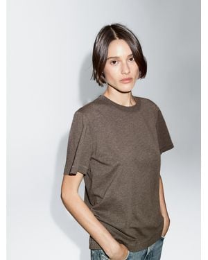 MASSIMO DUTTI Short Sleeve Melange T-Shirt - Grey