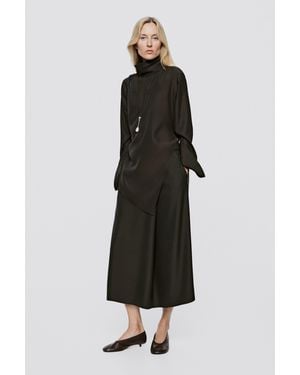 MASSIMO DUTTI Flowing Midi Skirt With Waist Detail - White
