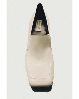 MASSIMO DUTTI Leather Heeled Loafer - White