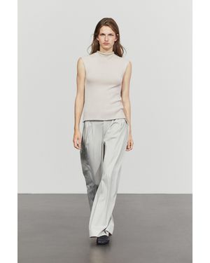 MASSIMO DUTTI Cotton Blend High Neck Knit Top - Multicolor