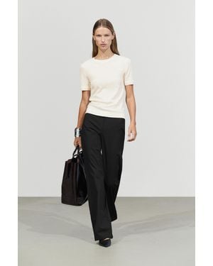 MASSIMO DUTTI Camiseta Manga Corta Mezcla Algodón - Blanco