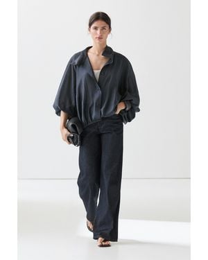 MASSIMO DUTTI Fluid Bomber Jacket With Shirring Detail - Black