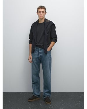 MASSIMO DUTTI T-Shirt Manches Longues En Coton Medium Weight - Bleu