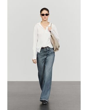 MASSIMO DUTTI Polo Manga Larga 100% Algodón - Blanco