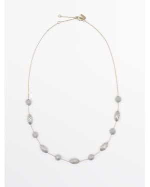 MASSIMO DUTTI Necklace With Oval Textured Pieces - Natural