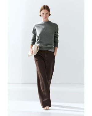 MASSIMO DUTTI 100% Cashmere Long Sleeve Sweater - Gray