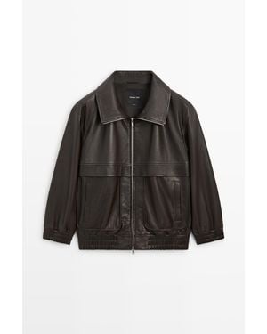 MASSIMO DUTTI Nappaleren Jack Met Rits - Zwart