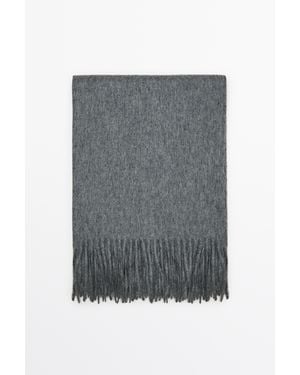 MASSIMO DUTTI Wool Blend Scarf With Fringing - Grey