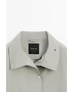 MASSIMO DUTTI Cotton Blend High Neck Jacket - Grey