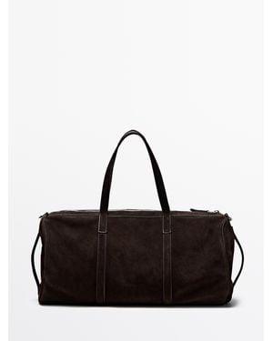 MASSIMO DUTTI Suède Leren Reistas - Zwart