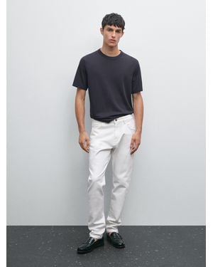 MASSIMO DUTTI Camiseta Manga Corta Mezcla Algodón - Blanco