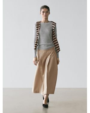 MASSIMO DUTTI Midirock Mit Kellerfalten - Natur