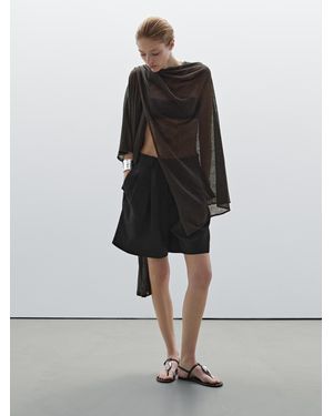 MASSIMO DUTTI Cape Fluide En Lin Mélangé - Noir