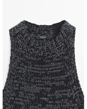 MASSIMO DUTTI Marl Knit Halter Top - Blue
