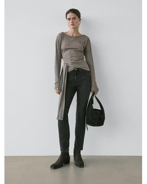 MASSIMO DUTTI Mid-Rise Cropped Slim Fit Jeans - Black