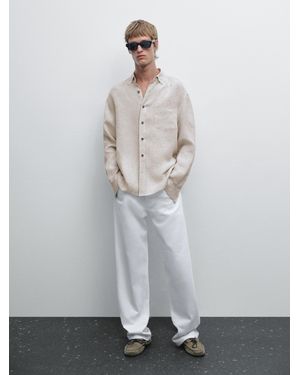 MASSIMO DUTTI Camisa Regular Fit 100% Lino - Blanco