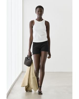 MASSIMO DUTTI Textured Knit Shorts - Black