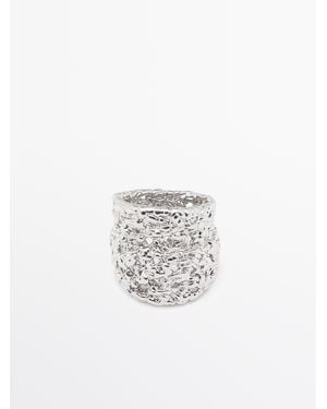 MASSIMO DUTTI Wide Braided Ring - White