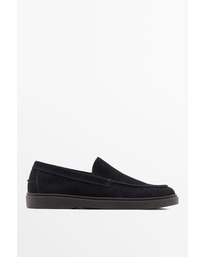 MASSIMO DUTTI Split Suede Leather Loafer - Black
