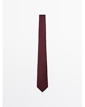 MASSIMO DUTTI 100% Silk Dotted Tie - Purple