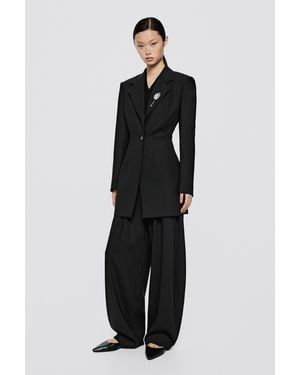 MASSIMO DUTTI Button Detail Suit Blazer - Black