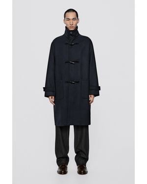 MASSIMO DUTTI Medium Coat With Toggle Detail - Blue