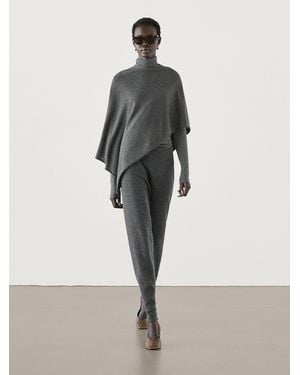 MASSIMO DUTTI Asymmetric Cashmere Cape - White