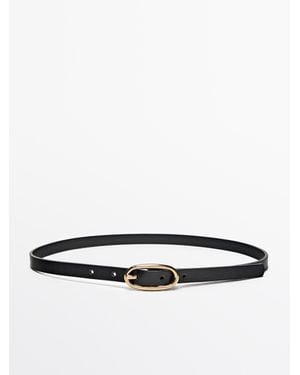 MASSIMO DUTTI Ledergürtel Mit Ovaler Schnalle - Weiß