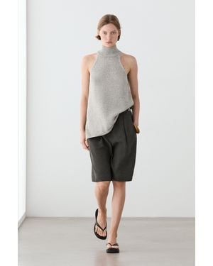 MASSIMO DUTTI Halterneck Knit Top - Natural