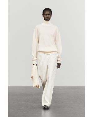 MASSIMO DUTTI Kaschmir-Strickpullover Mit Stehkragen - Natur