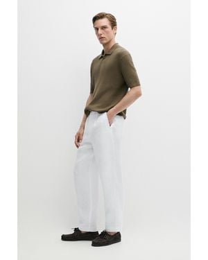 MASSIMO DUTTI Jersey Polo Punto Trenzado 100% Algodón - Blanco