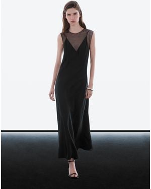 MASSIMO DUTTI Vestido Largo Detalle Transparencia - Blanco