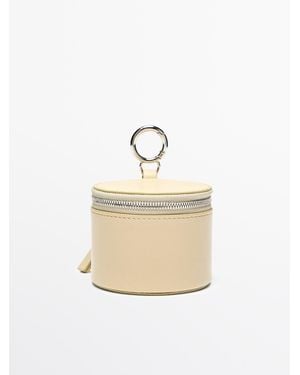 MASSIMO DUTTI Round Nappa Leather Bag With Rhinestones - White