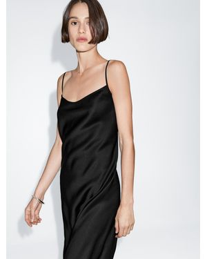 MASSIMO DUTTI Langes Crêpe-Kleid - Schwarz
