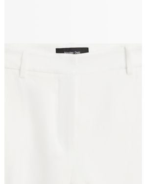 MASSIMO DUTTI Straight-Leg Linen Blend Trousers - White