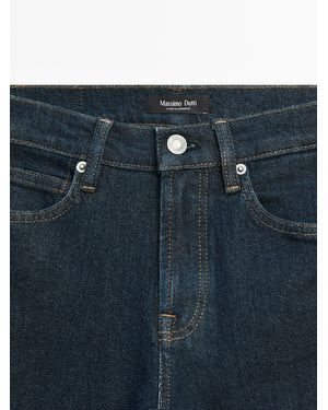 MASSIMO DUTTI Jeans Slim Fit Cropped Tiro Medio - Blanco
