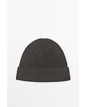 MASSIMO DUTTI 100% Cashmere Knit Beanie - Black