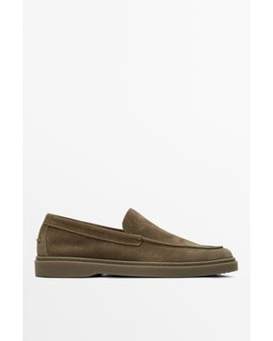 MASSIMO DUTTI Split Suede Leather Loafer - Black