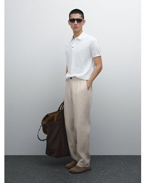 MASSIMO DUTTI Maglia A Polo A Maniche Corte - Grigio