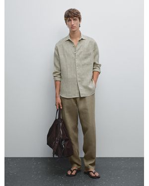 MASSIMO DUTTI Regular-Fit Shirt With Pocket - Green