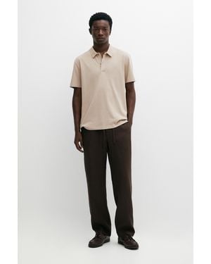 MASSIMO DUTTI 100% Cotton Structured Polo Shirt - Natural
