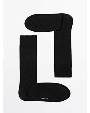 MASSIMO DUTTI Plain Knit Socks With Silk - Black