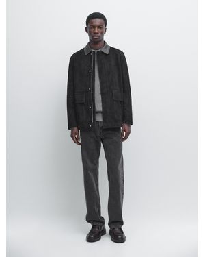 MASSIMO DUTTI Jacket With Suede Pocket Detail - Black