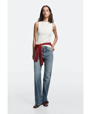MASSIMO DUTTI High-Waist Boot-Cut Jeans - Blue