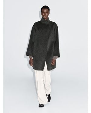 MASSIMO DUTTI Wool Blend Cape Coat With High Neck - Black