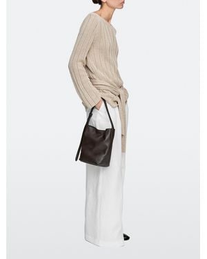 MASSIMO DUTTI Bolso Bucket Mini Piel Napa - Blanco